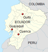 Mapa de Ecuador con
              Quito, Guayaquil y Cuenca