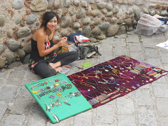 handicrafts on the stairs to Calle Larga