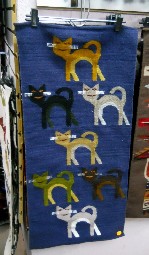 Wandteppich mit Katzen, Nahaufnahme