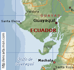 Karte: Pun ist die grsste Insel
                                  im Golf von Guayaquil [12], je nach
                                  Berechnung 855 [13] oder 911 km2 gross
                                  [14].