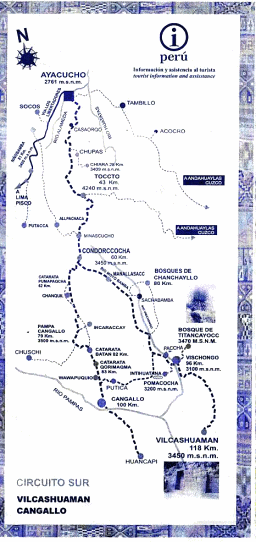 Mapa de la regin de Ayacucho hacia el
                          sur