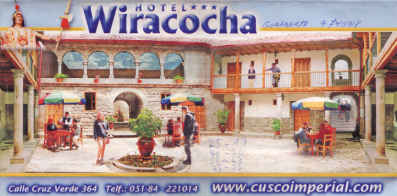 Faltblatt der Hotelgemeinschaft
                        Cuscoimperial mit dem Hotel Wiracocha
