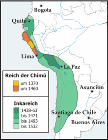 Mapa del "Amrica" del Sur con el
              imperio incaico