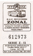 Dokumente aus Lima, Beispiel
                                    Busbillet der Linie 3
                                    Comas-Chorrillos