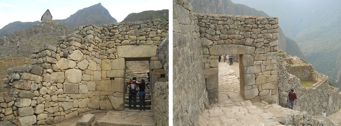 Machu Picchu:
                                Das Sonnentor, der Haupteingang, Sicht
                                von innen und von aussen