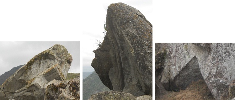 Der grosse Steinbruch von Machu
                                Picchu mit Steinen mit geraden Flchen,
                                gebogenen Flchen und rechten Winkeln