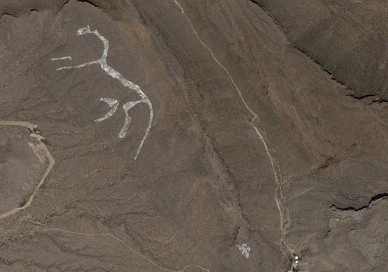 Der Pferde-Geoglyph und der
                            Echsen-Geoglyph bei Juarez (Mexiko), grosses
                            Foto