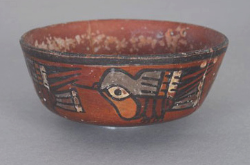 Kolibri an einer Schale, Nasca-Keramik
                            (01)