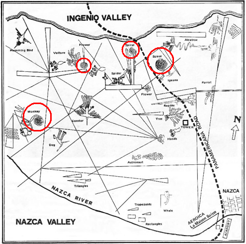 Karte mit den Linien von Nasca / map with
                      Nasca lines / mapa con las lneas de Nasca