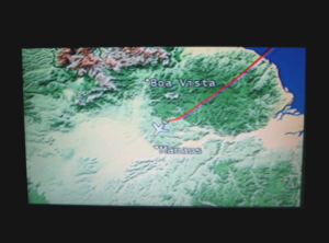 Bildschirmkarte mit der Flugroute ber
                        Brasilien, Grossaufnahme