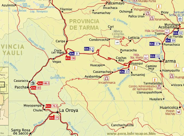 Karte 01: Die Strecke
                      Acobamba-Tarma-La-Oroya