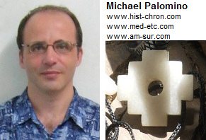 Michael Palomino, retrato con la cruz incaica
                    con Madre Tierra, 5 diplomas de medicina natural